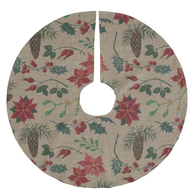 Jupon De Sapin En Polyester Brossé Noël Botanique Traditionnel (Devant)