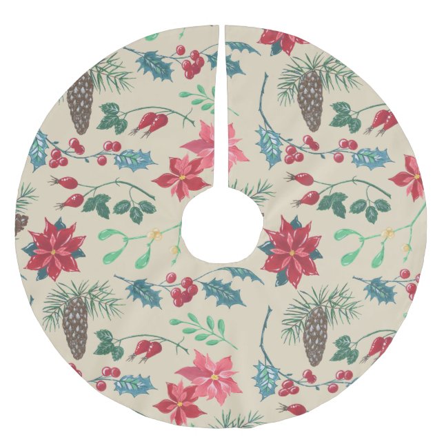 Jupon De Sapin En Polyester Brossé Noël botanique traditionnel (Devant)