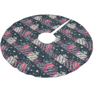 Jupon De Sapin En Polyester Brossé Noël cadeau rétro coloré