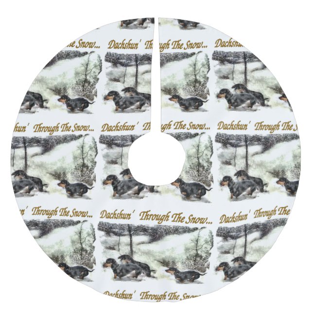 Jupon De Sapin En Polyester Brossé Noël Dachshund (Devant)