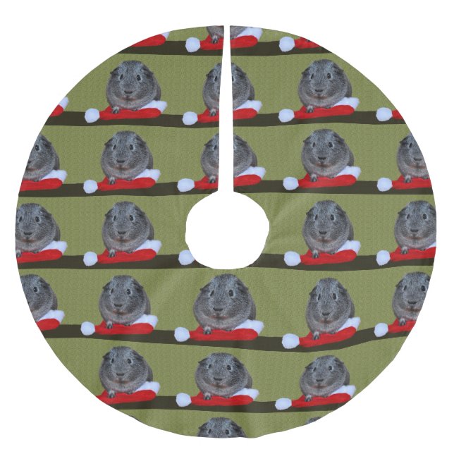 Jupon De Sapin En Polyester Brossé Noël de cochons d'Inde (Devant)