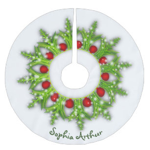 Jupon De Sapin En Polyester Brossé Noël de la couronne d'or rouge personnalisée moder