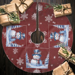 Jupon De Sapin En Polyester Brossé Noël de la forêt d'hiver | Red<br><div class="desc">Ajoutez une touche élégante à votre sapin de Noël en cette saison de fêtes avec une jupe d'arbre de Noël Red Winter Forest Snowman. La conception de la jupe d'arbre comprend un bonhomme de neige mignon dans un chapeau et foulard de charme debout dans une scène de forêt hivernale avec...</div>