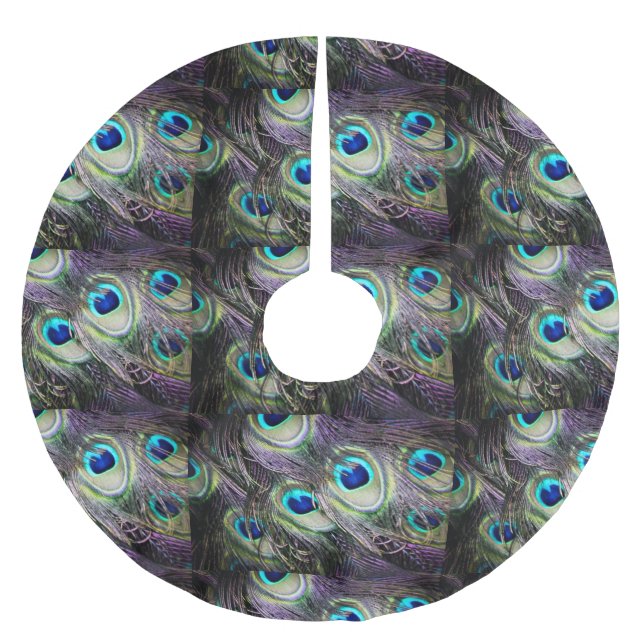 Jupon De Sapin En Polyester Brossé Noël de plume de paon (Devant)