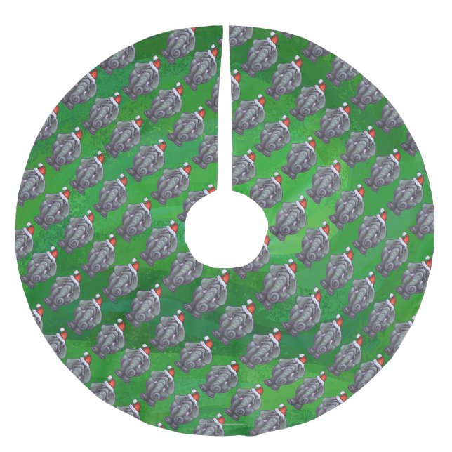 Jupon De Sapin En Polyester Brossé Noël d'éléphant (Devant)