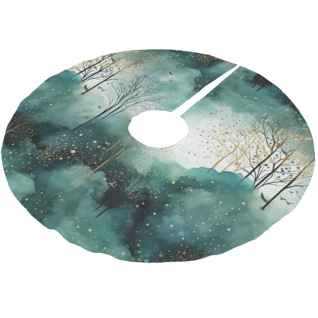 Jupon De Sapin En Polyester Brossé Noël des arbres verts (Angle)