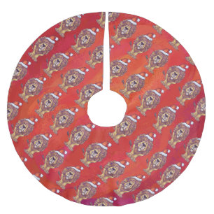 Jupon De Sapin En Polyester Brossé Noël du lion en rouge