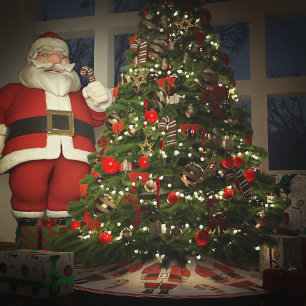 Jupon De Sapin En Polyester Brossé Noël du Père Noël et des biscuits