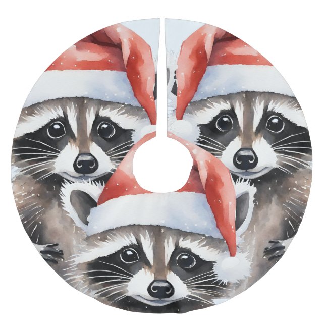 Jupon De Sapin En Polyester Brossé Noël du Raccoon (Devant)