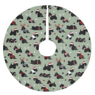 Jupon De Sapin En Polyester Brossé Noël écossais Terrier vert