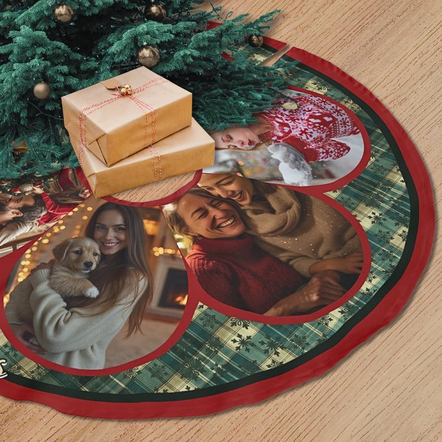 Jupon De Sapin En Polyester Brossé Noël élégant rouge vert multiples photos  (Créateur téléchargé)