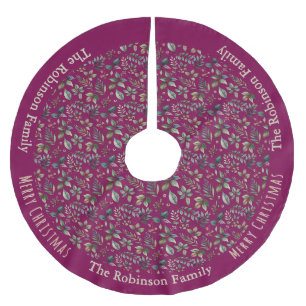 Jupon De Sapin En Polyester Brossé Noël Fermier Floral Rustique Bourgogne