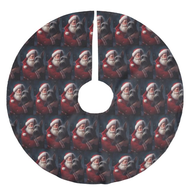 Jupon De Sapin En Polyester Brossé Noël festif écossais du Terrier Santa Claus (Devant)