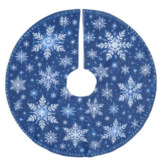 Jupon De Sapin En Polyester Brossé Noël Flocon de Neige