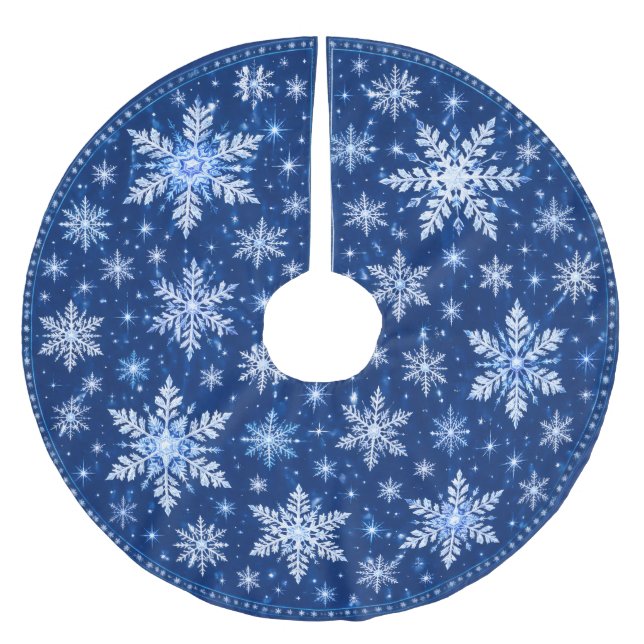 Jupon De Sapin En Polyester Brossé Noël Flocon de Neige (Devant)