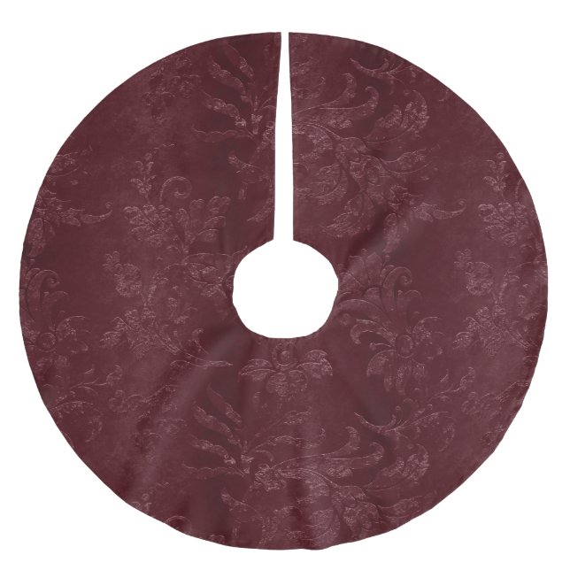 Jupon De Sapin En Polyester Brossé Noël floral bordeaux rouge profond (Devant)