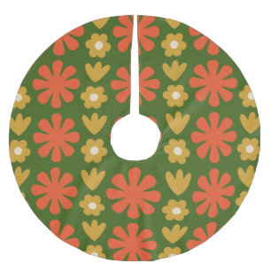 Jupon De Sapin En Polyester Brossé Noël floral scandinave rétro