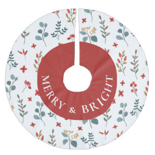 Jupon De Sapin En Polyester Brossé Noël Joyeux & Bright Eucalyptus Berries Floral