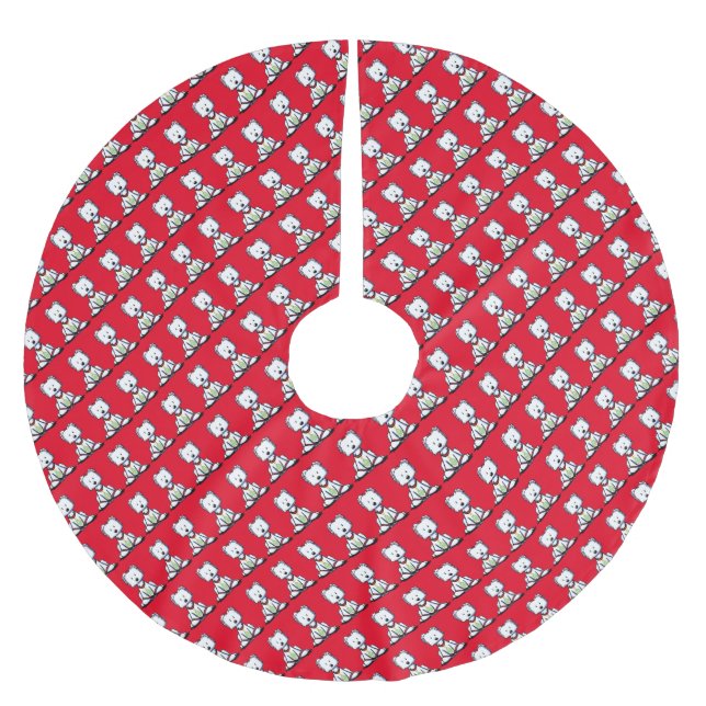 Jupon De Sapin En Polyester Brossé Noël KiniArt Westie (Devant)