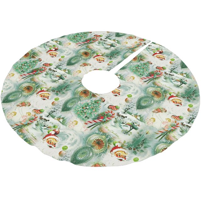 Jupon De Sapin En Polyester Brossé Noël Kitschmas nostalgique  (Angle)