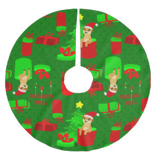 Jupon De Sapin En Polyester Brossé noël meerkat père Noël