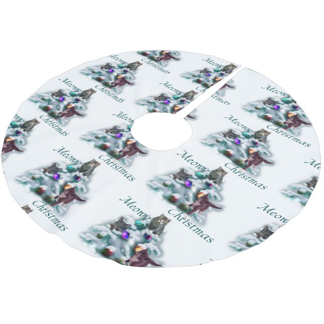 Jupon De Sapin En Polyester Brossé Noël Meowy (Angle)