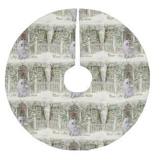 Jupon De Sapin En Polyester Brossé Noël mignon Samoyed