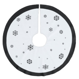 Jupon De Sapin En Polyester Brossé Noël noir et blanc de ~ de flocon de neige