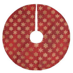 Jupon De Sapin En Polyester Brossé Noël or rouge mignon flacons de neige motif élégan