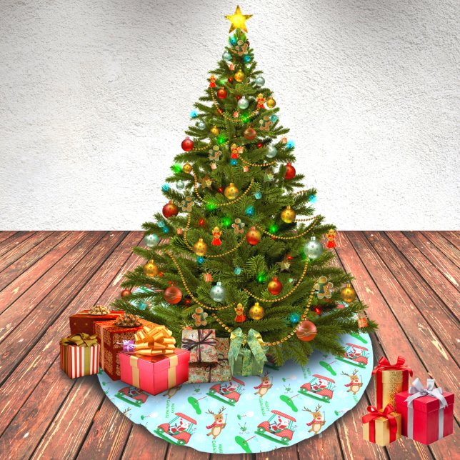 Jupon De Sapin En Polyester Brossé Noël Père Noël Golf avec Motif de rennes (Créateur téléchargé)