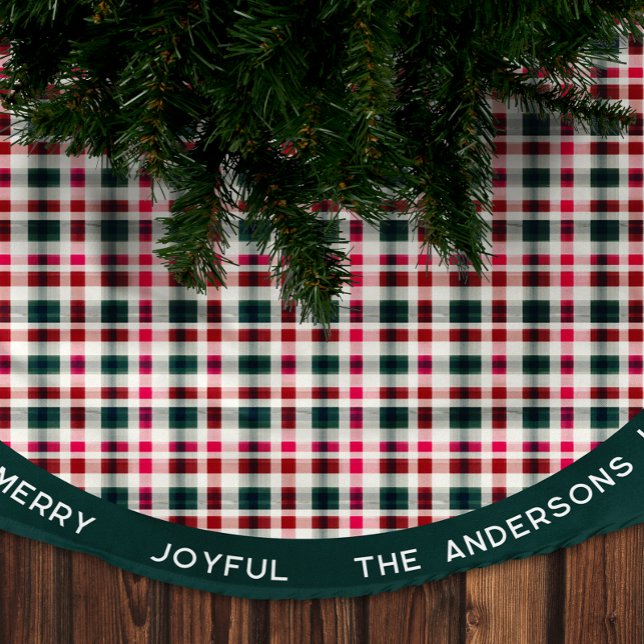 Jupon De Sapin En Polyester Brossé Noël Plaid moderne | Joyeux Joyeux (Créateur téléchargé)