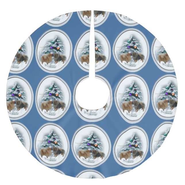 Jupon De Sapin En Polyester Brossé Noël Poméran (Devant)