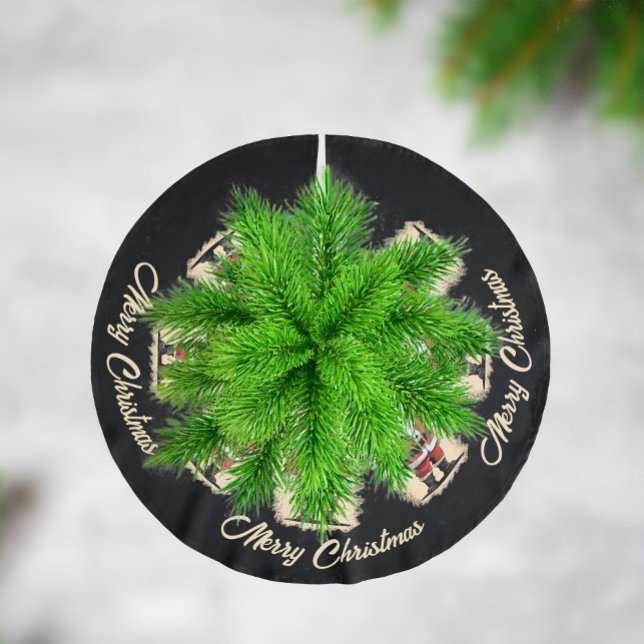 Jupon De Sapin En Polyester Brossé Noël Retro Père Noël (Créateur téléchargé)