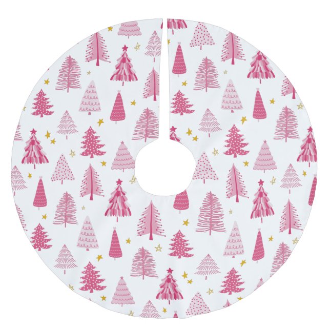 Jupon De Sapin En Polyester Brossé Noël rose (Devant)