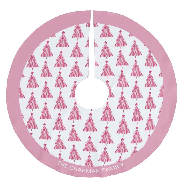 Jupon De Sapin En Polyester Brossé Noël rose (Devant)