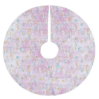 Jupon De Sapin En Polyester Brossé Noël rose floral chic