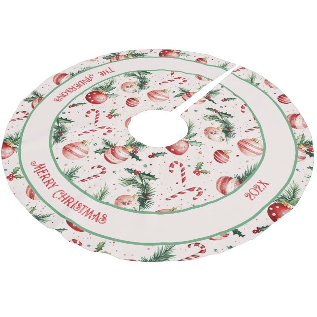 Jupon De Sapin En Polyester Brossé Noël rose mignon (Angle)