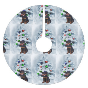 Jupon De Sapin En Polyester Brossé Noël Rottweiler