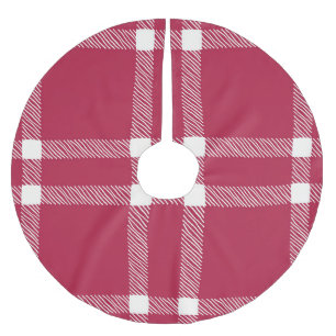 Jupon De Sapin En Polyester Brossé Noël Rouge et blanc Plaid Farmhouse Country Cute
