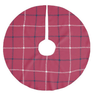 Jupon De Sapin En Polyester Brossé Noël Rouge Plaid Farmhouse Pays Simple Mignonne