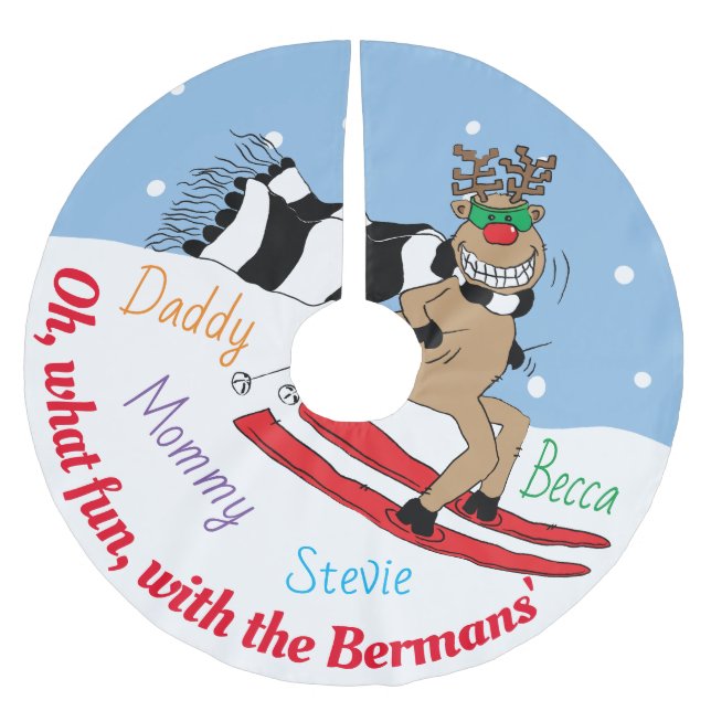 Jupon De Sapin En Polyester Brossé Noël Rudolph Ski (Devant)