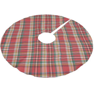 Jupon De Sapin En Polyester Brossé Noël rustique carreaux rouges