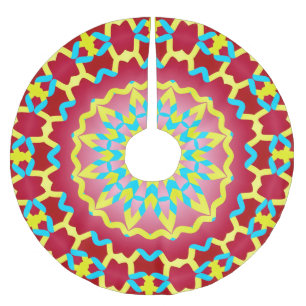 Jupon De Sapin En Polyester Brossé Noël saison rouge jaune turquoise classique motif