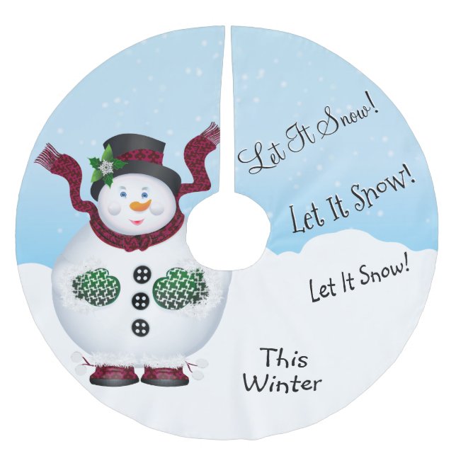 Jupon De Sapin En Polyester Brossé Noël Snowman Holiday (Devant)