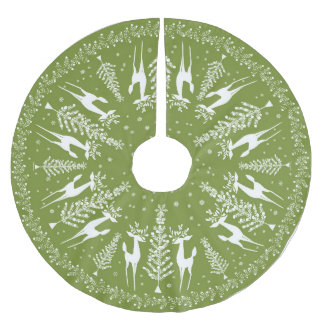 JUPON DE SAPIN EN POLYESTER BROSSÉ NOËL TREE SKIRT MCM OLIVE ET BLANC