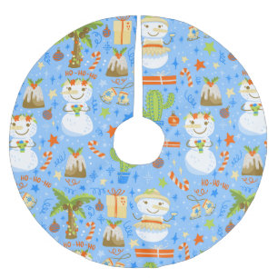 Jupon De Sapin En Polyester Brossé noël tropical juillet bonhomme de neige cactus vac