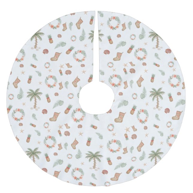 Jupon De Sapin En Polyester Brossé Noël Tropical Rustique  (Devant)
