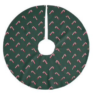 Jupon De Sapin En Polyester Brossé Noël vert foncé rouge mignon sucre de canne motif