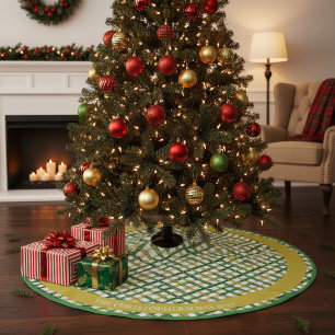Jupon De Sapin En Polyester Brossé Noël vert or