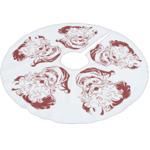 Jupon De Sapin En Polyester Brossé Noël vintage, joyeux Père Noël en rouge rétro